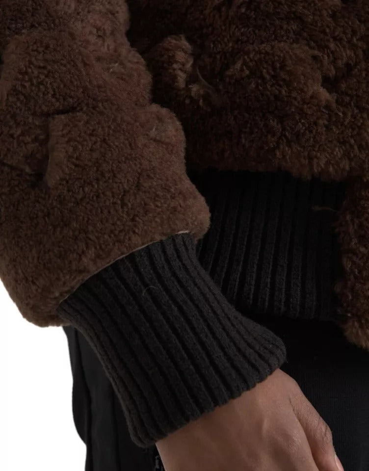 Braune Pelz Lamm Shearling Mantel Jacke