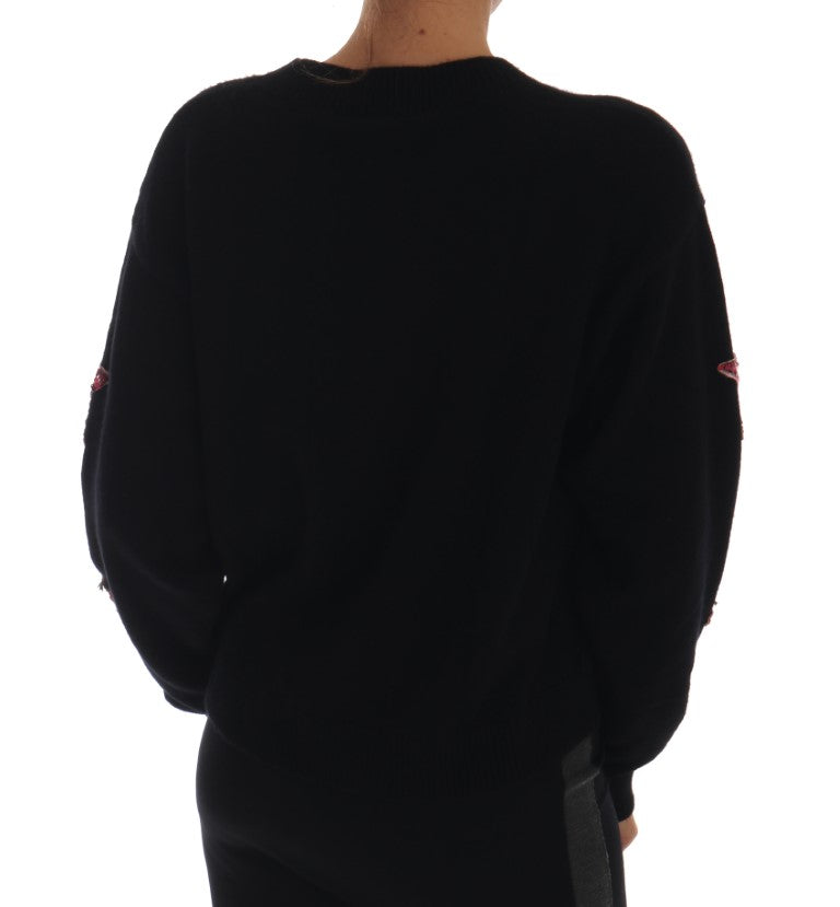 Schwarzer Kaschmirpullover „Fairy Tale Crystal“