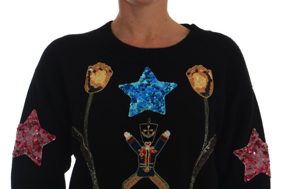 Schwarzer Kaschmirpullover „Fairy Tale Crystal“