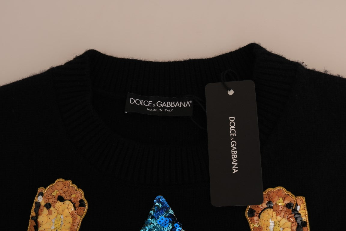 Schwarzer Kaschmirpullover „Fairy Tale Crystal“