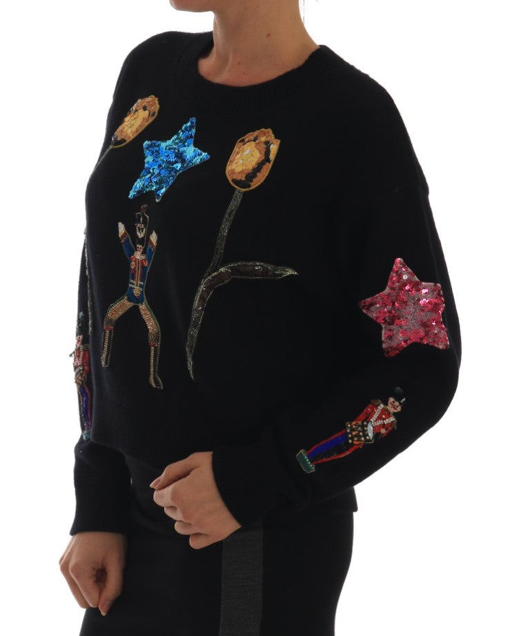 Schwarzer Kaschmirpullover „Fairy Tale Crystal“