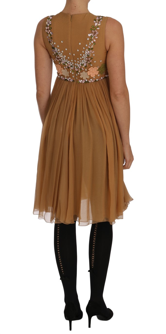 A-Linien-Kleid aus Kristallseide in Gold