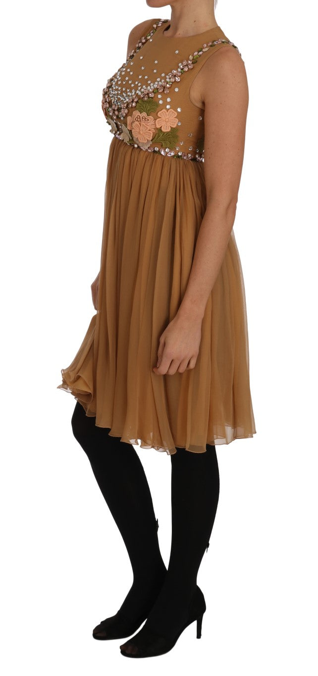 A-Linien-Kleid aus Kristallseide in Gold
