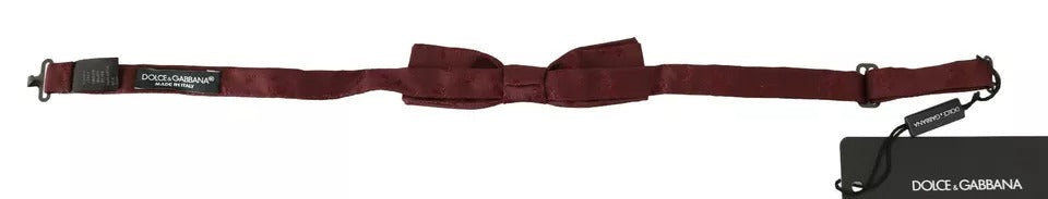 Bordeauxfarbene, verstellbare Fliege aus Seidenfaille mit Blumenmuster