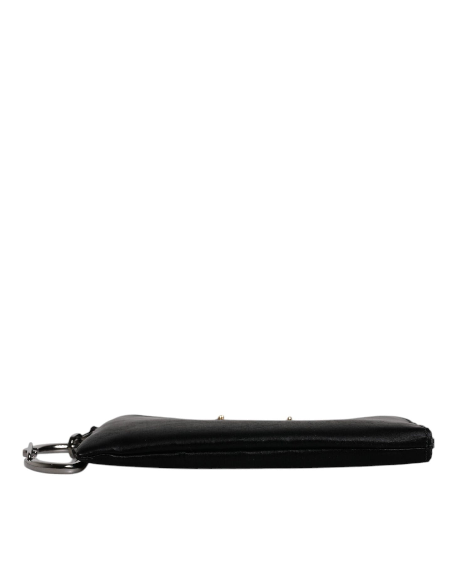 Schwarze Clutch aus Nylon mit Schlüsselring und Logo-Schild