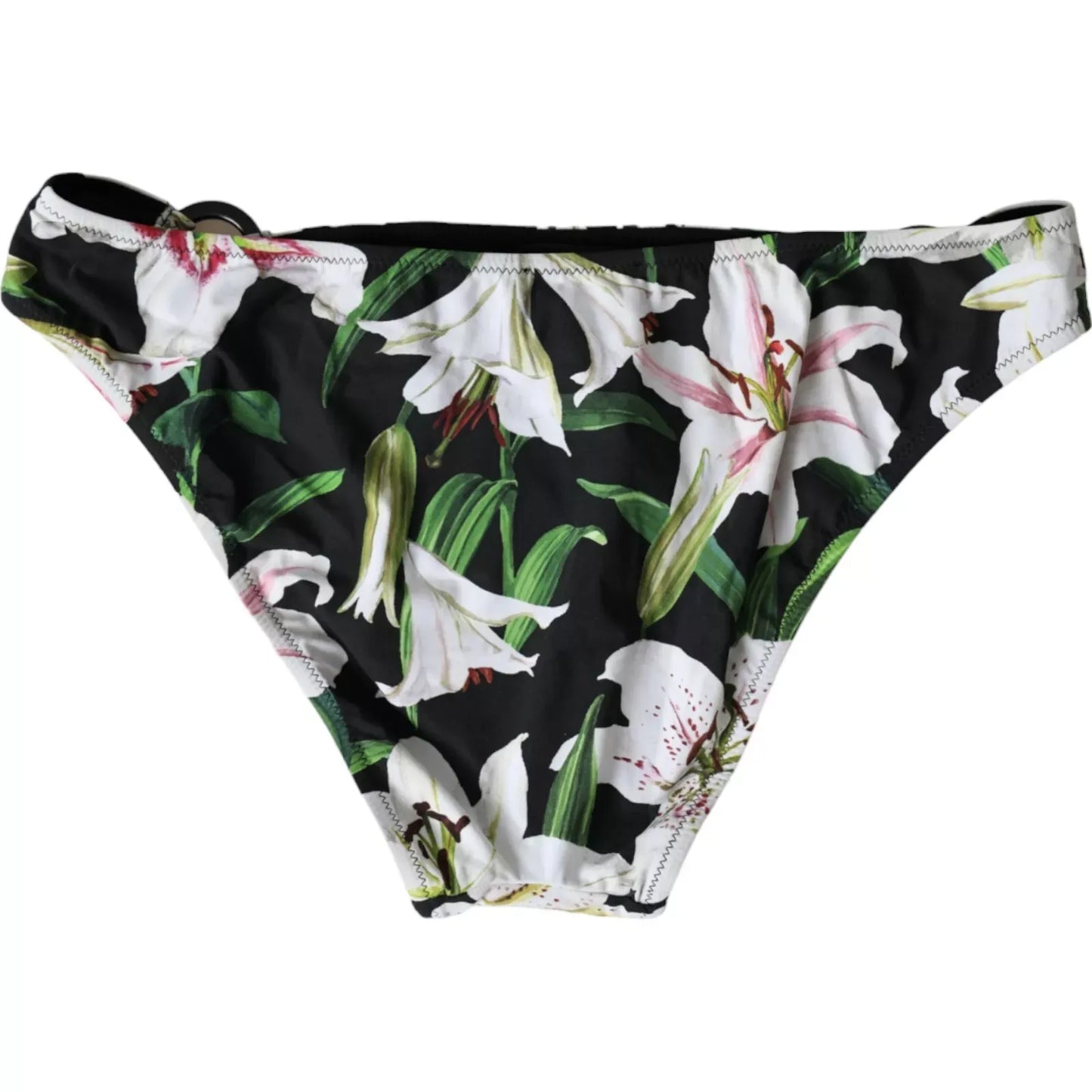 Schwarzer Lilien-Print Bademode Bottom Beachwear Bikini