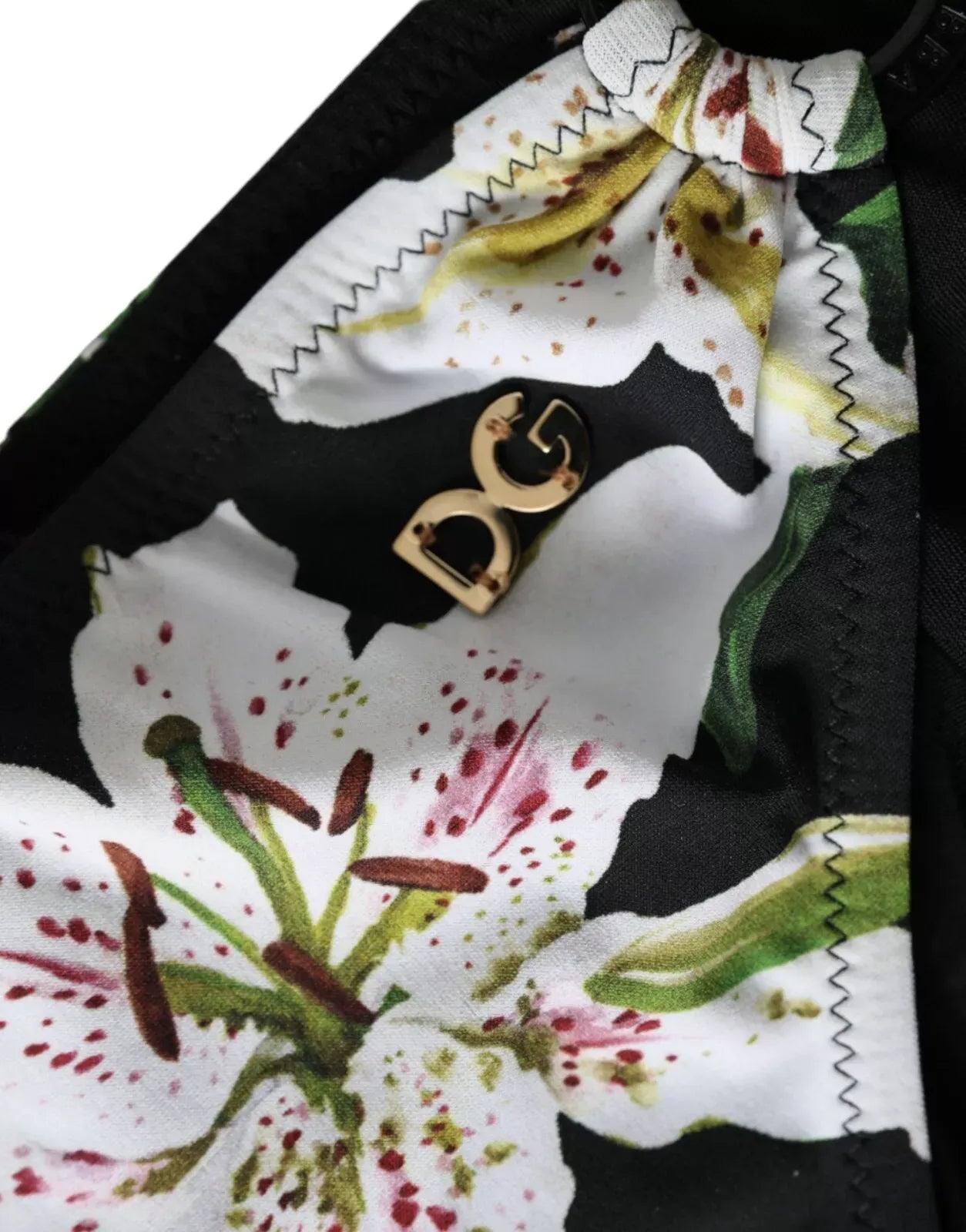 Schwarzer Lilien-Print Bademode Bottom Beachwear Bikini
