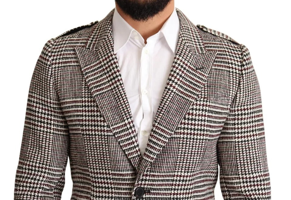 Grau karierte lange Trenchcoat-Jacke