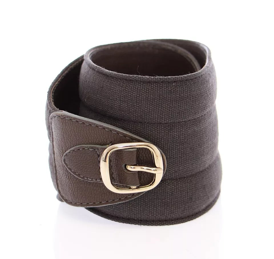 Brauner D&G-Ledergürtel aus Leinen mit Logo