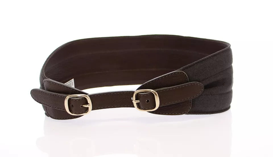 Brauner D&G-Ledergürtel aus Leinen mit Logo