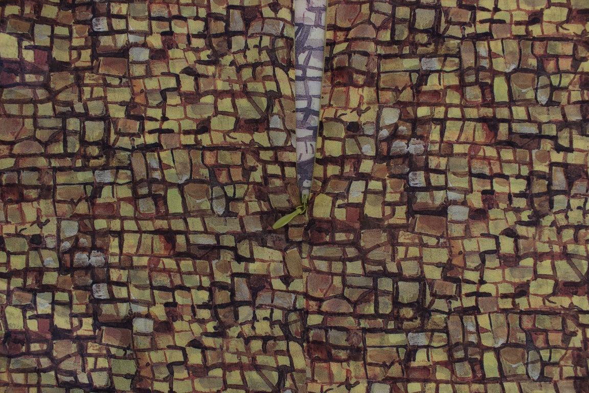 Mehrfarbiges Seidenblusen-T-Shirt mit Mosaik-Print