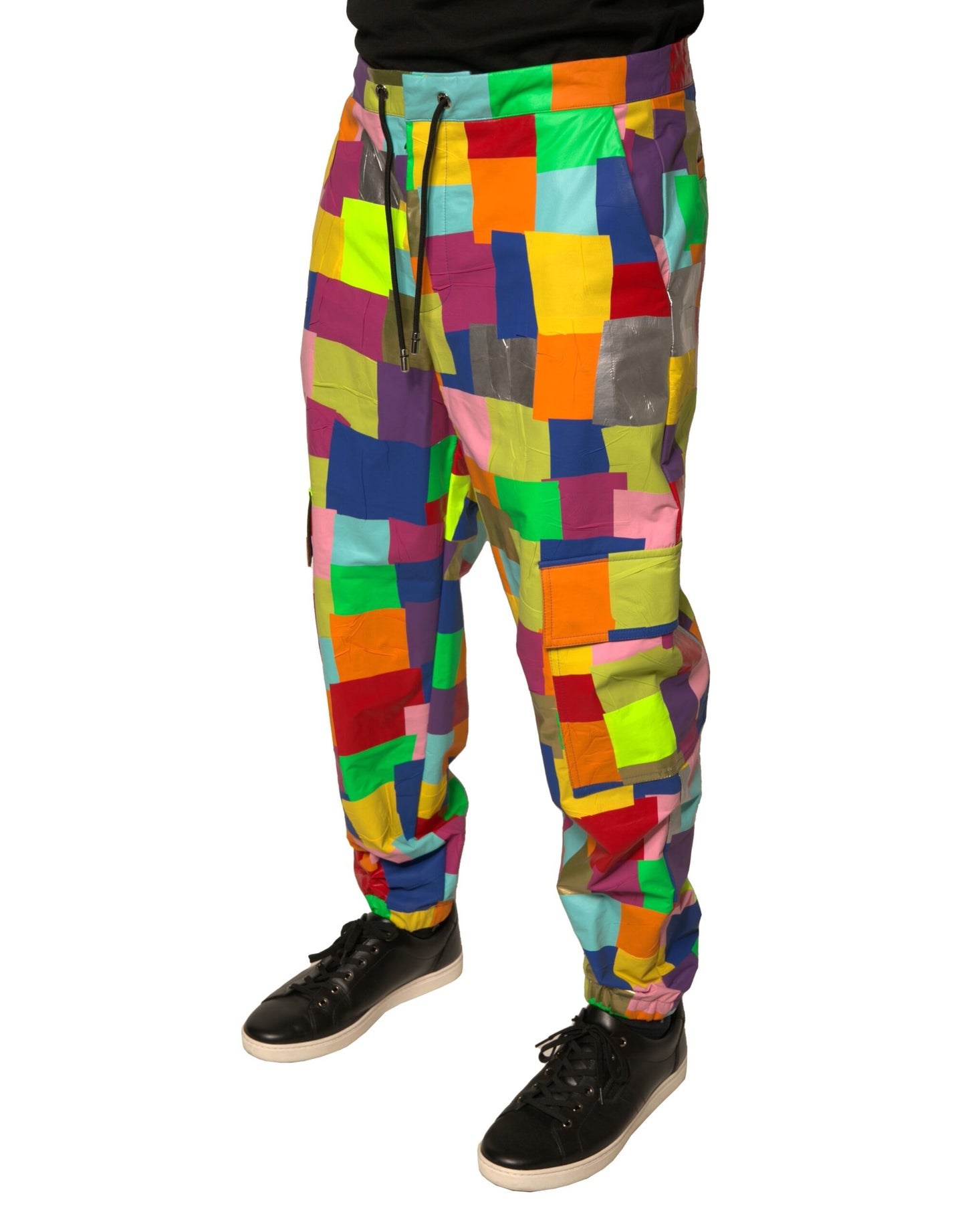Mehrfarbige Cargohose aus Baumwolle mit Patchwork-Muster für Herren