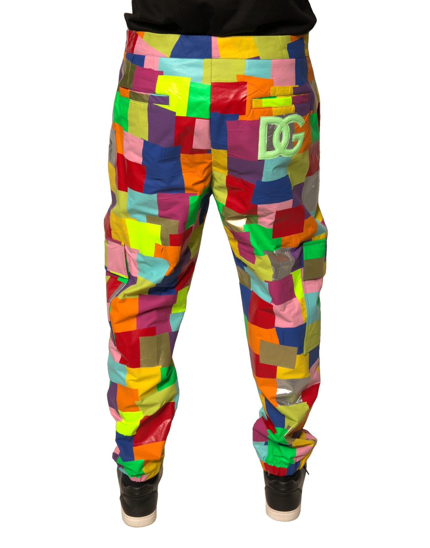 Mehrfarbige Cargohose aus Baumwolle mit Patchwork-Muster für Herren