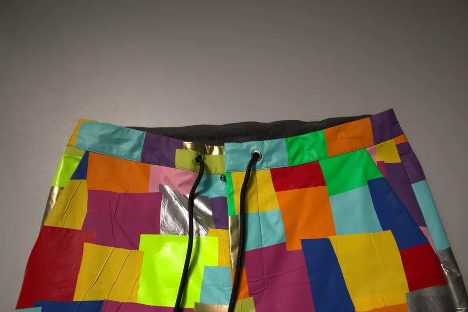 Mehrfarbige Cargohose aus Baumwolle mit Patchwork-Muster für Herren