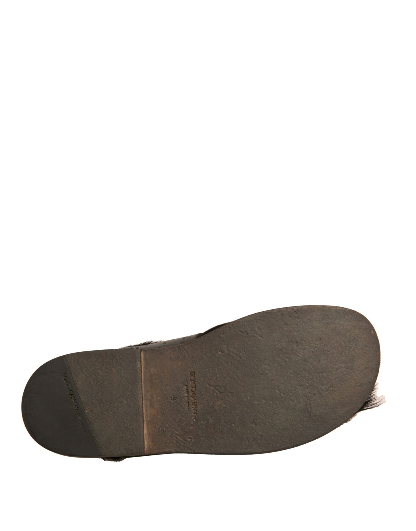 Grüne Gazelle Haar Leder Flats Sandalen Schuhe