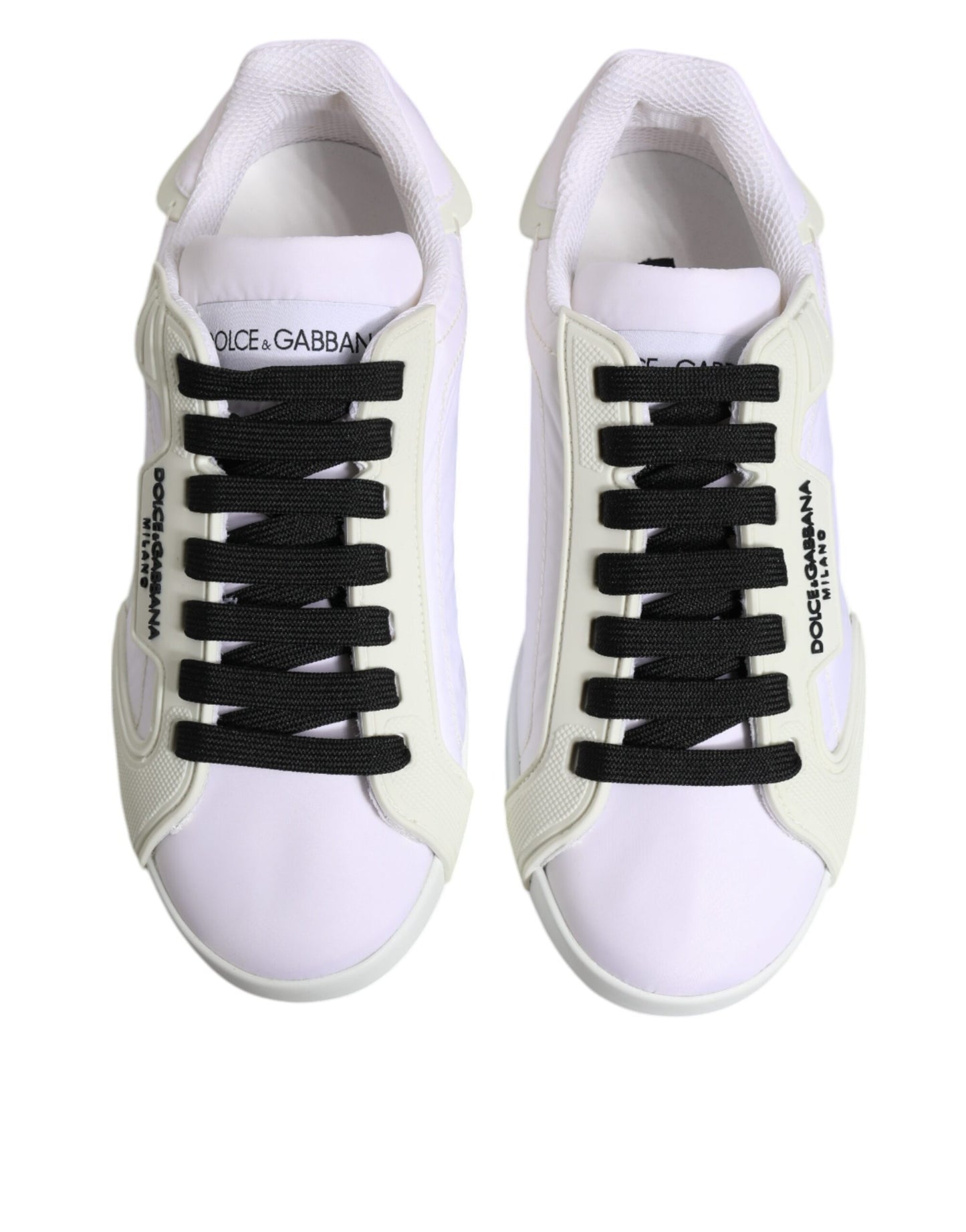 Weiße niedrige Sneakers aus Nylon und Leder
