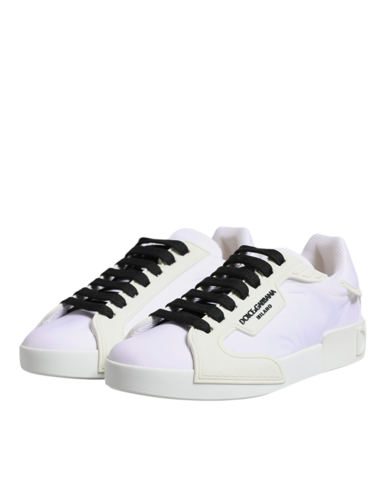 Weiße niedrige Sneakers aus Nylon und Leder
