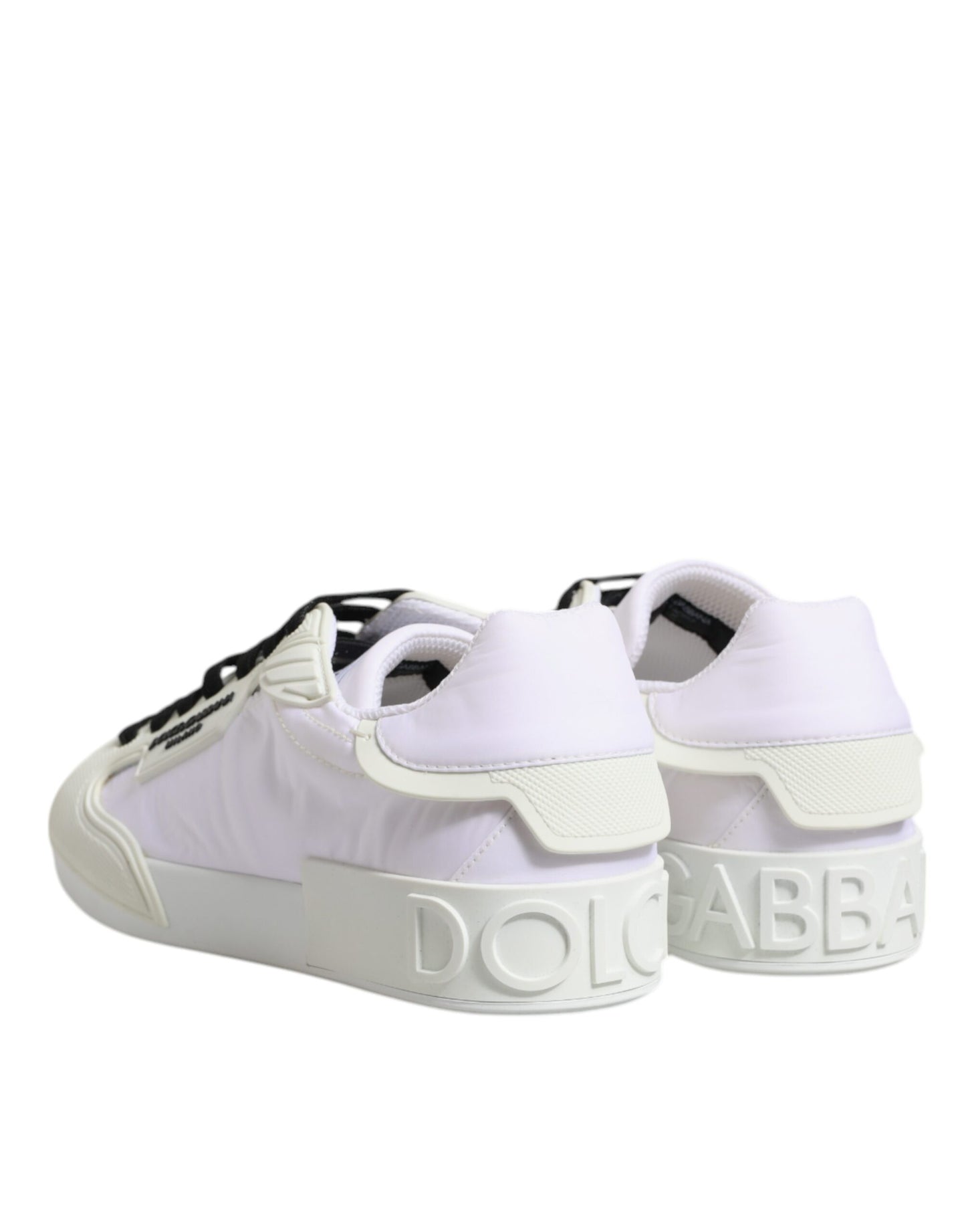 Weiße niedrige Sneakers aus Nylon und Leder
