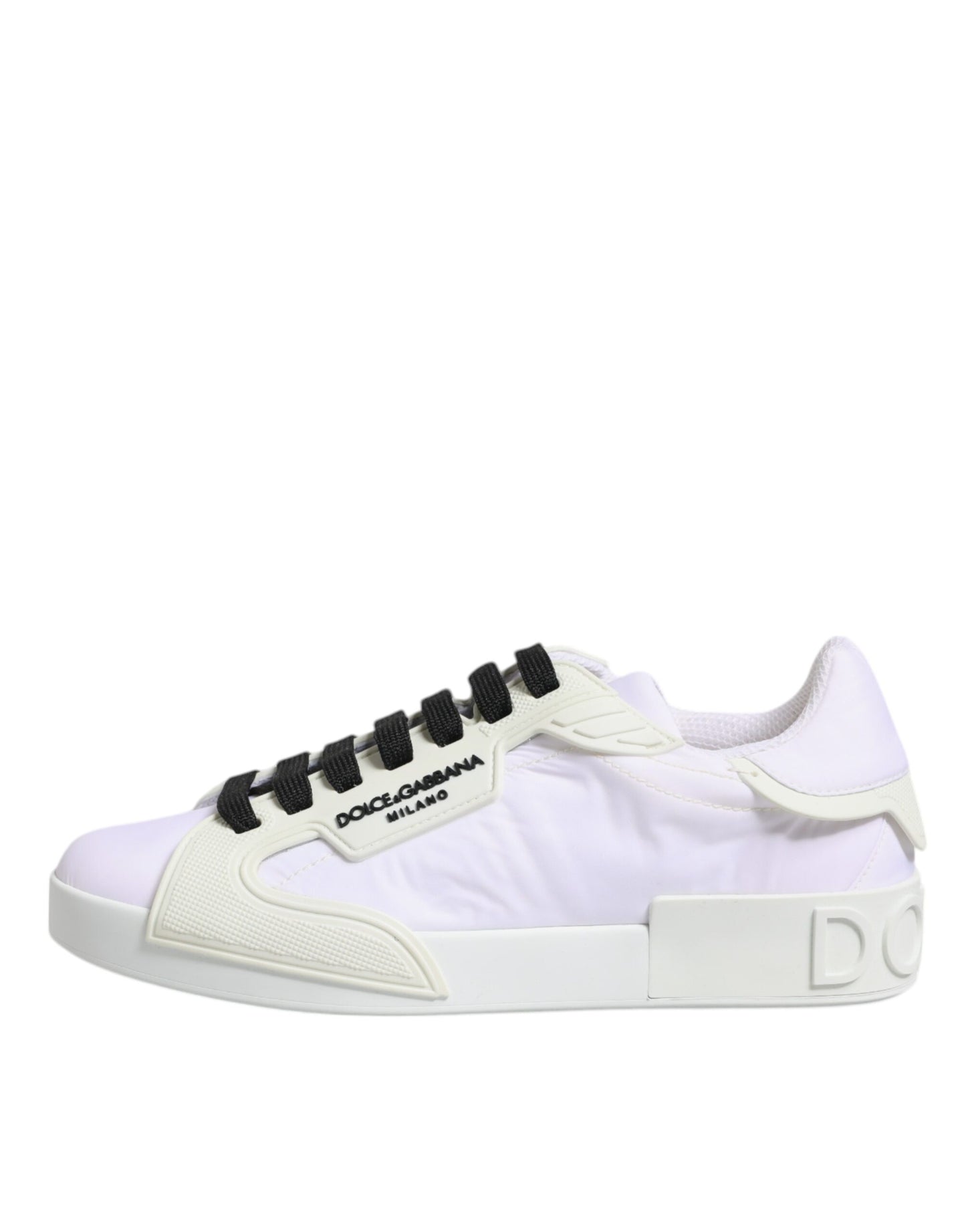 Weiße niedrige Sneakers aus Nylon und Leder