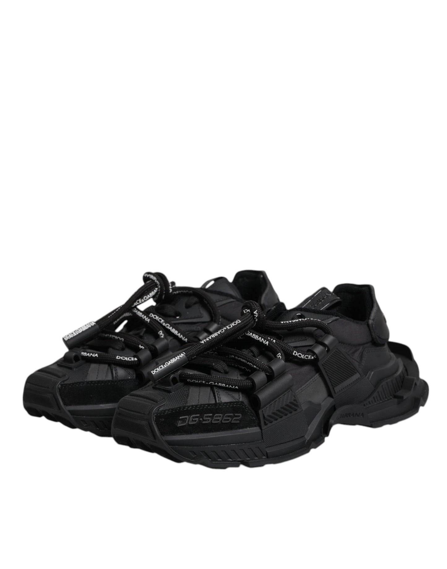 Schwarze Low Top Space Schnür-Sneakers