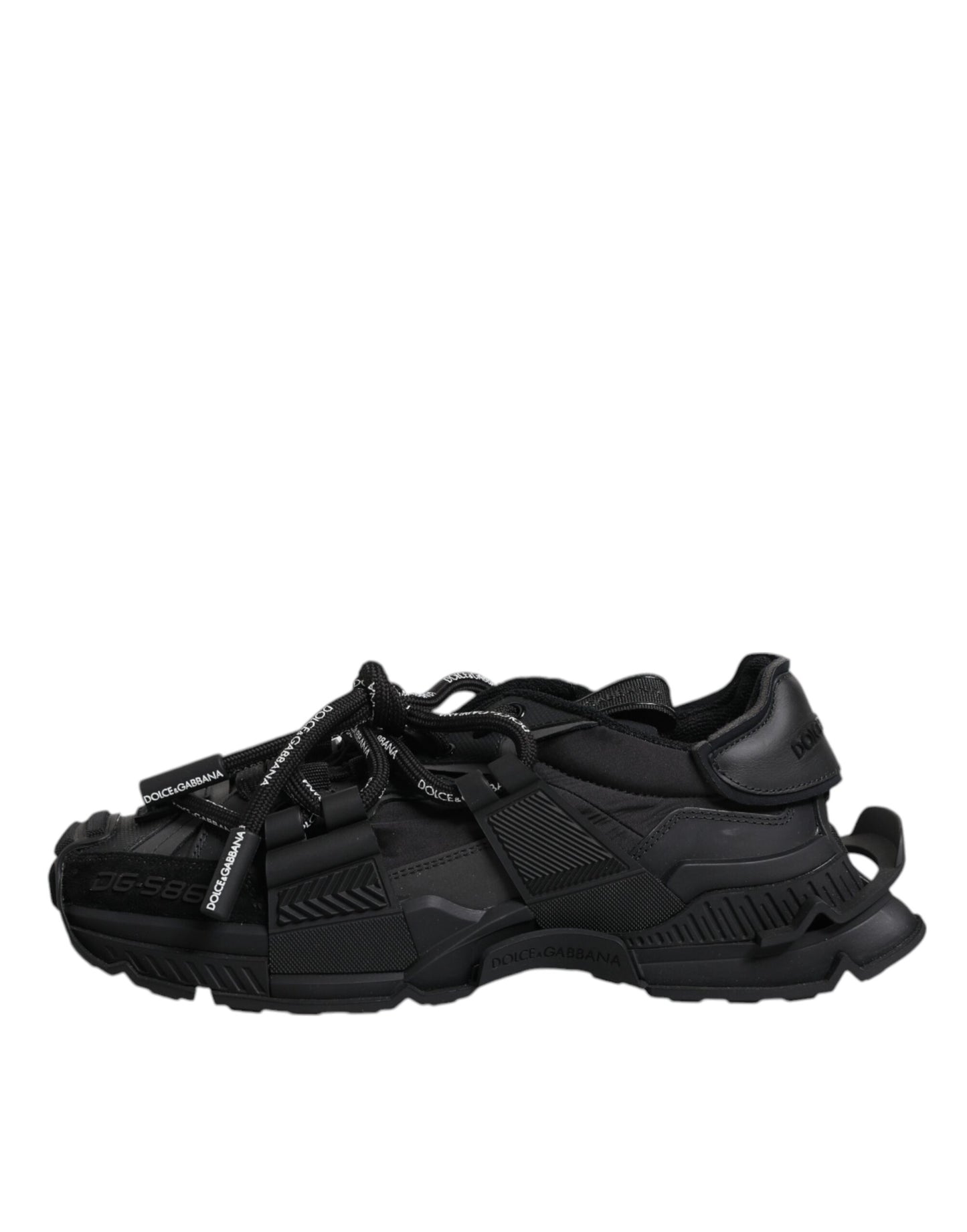 Schwarze Low Top Space Schnür-Sneakers
