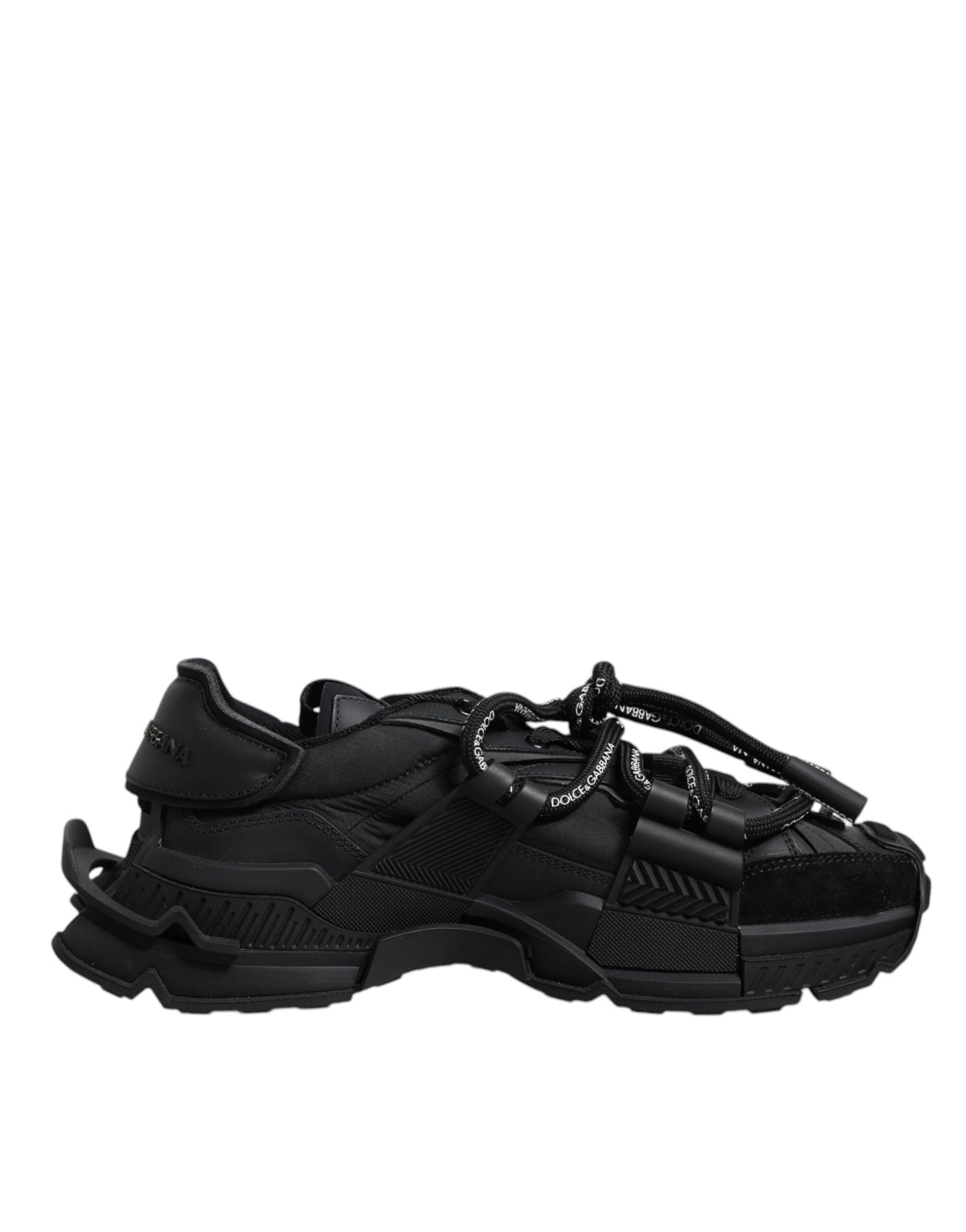 Schwarze Low Top Space Schnür-Sneakers