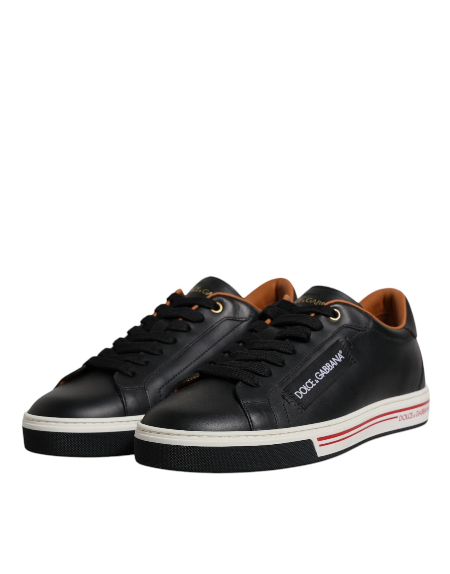 Schwarze Leder Low Top Herren Sneakers Schuhe