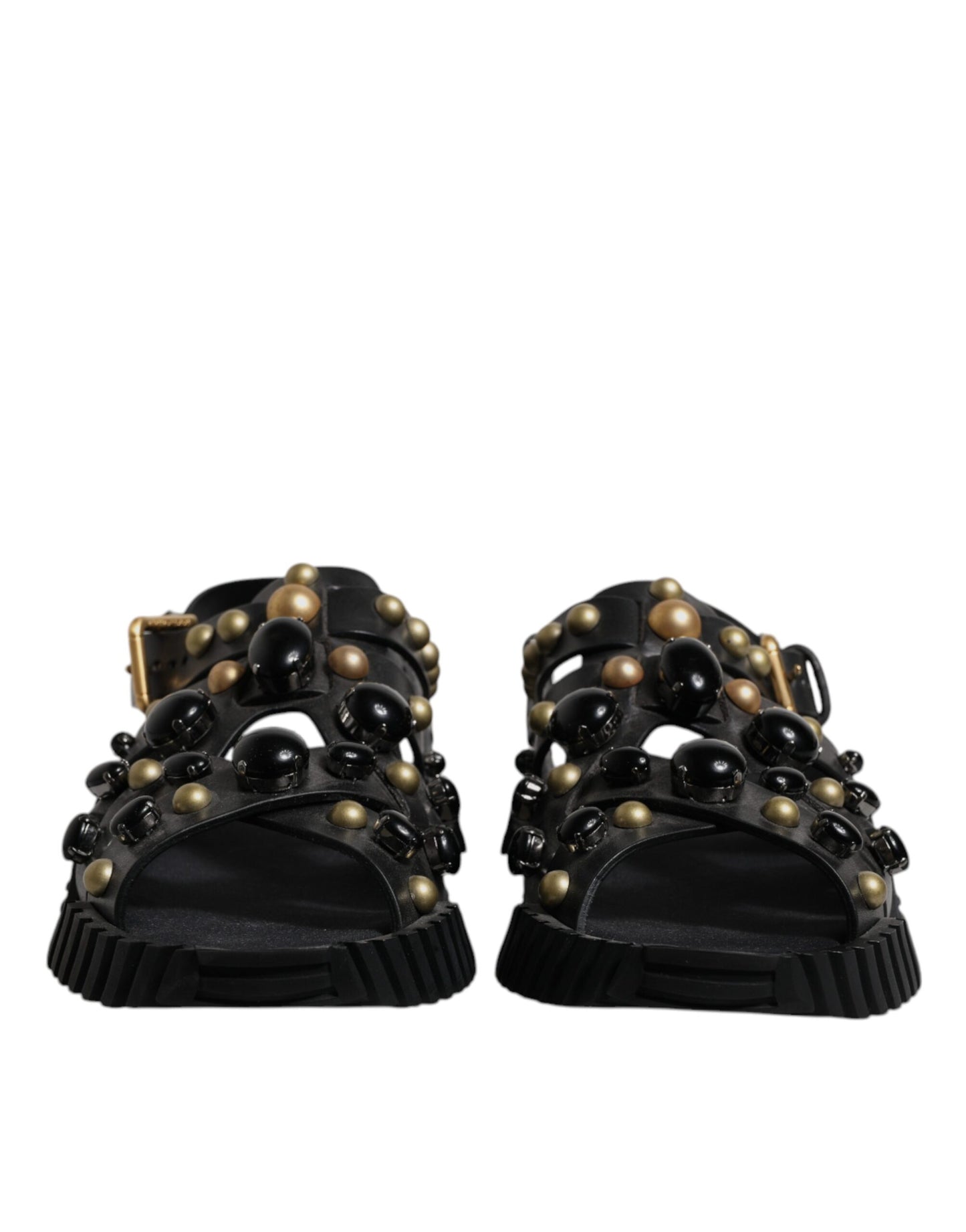 Schwarze Sandalen mit Nieten aus Leder