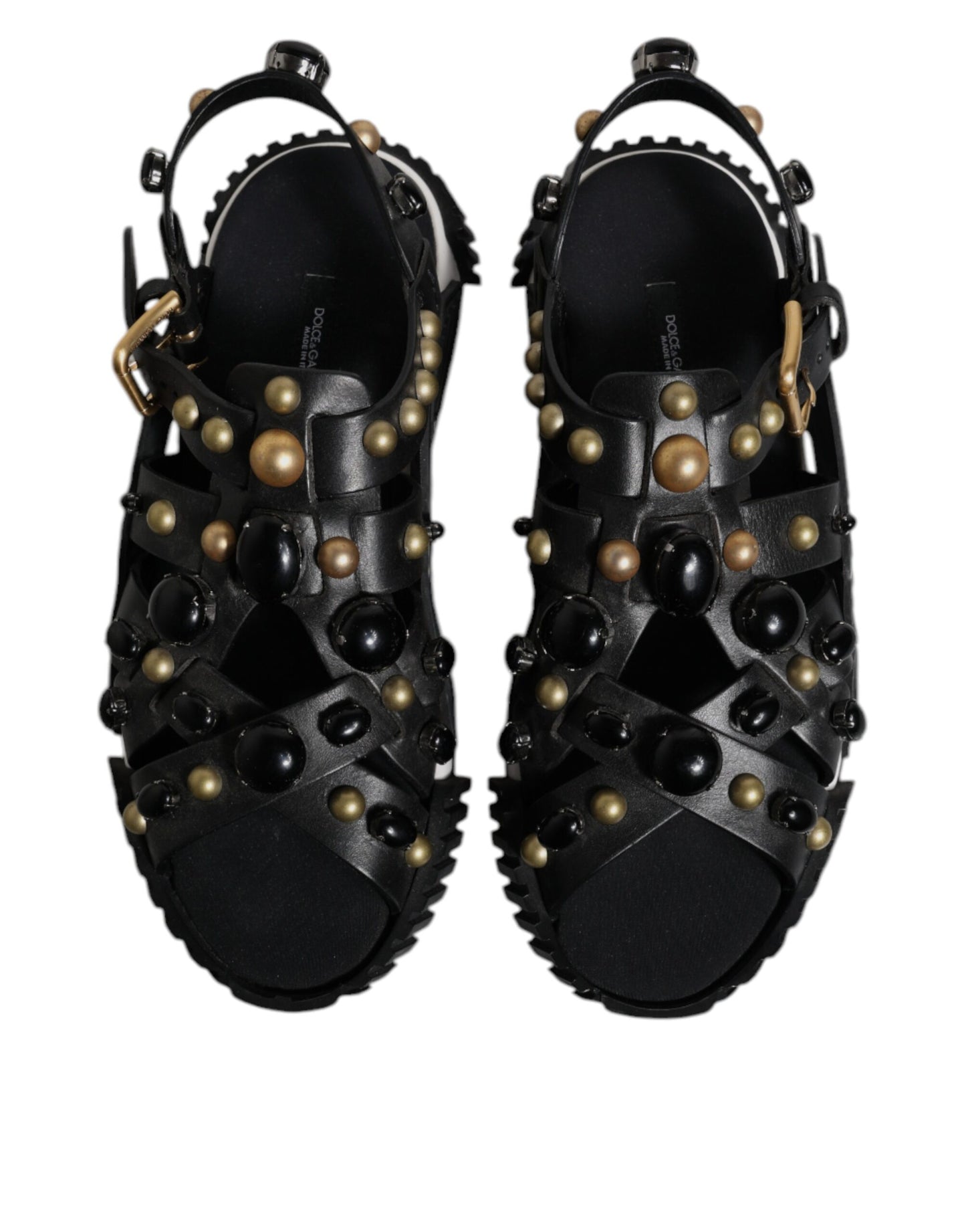Schwarze Sandalen mit Nieten aus Leder