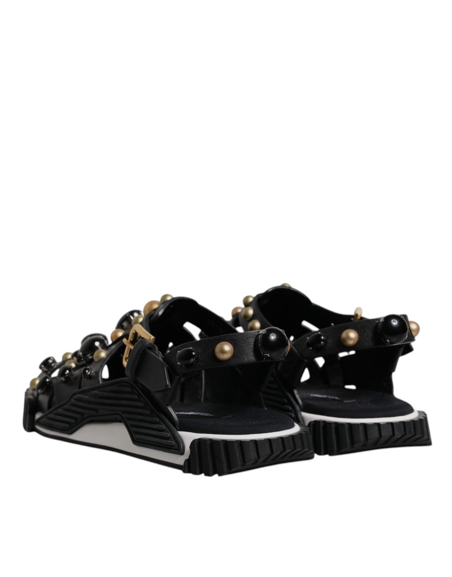 Schwarze Sandalen mit Nieten aus Leder