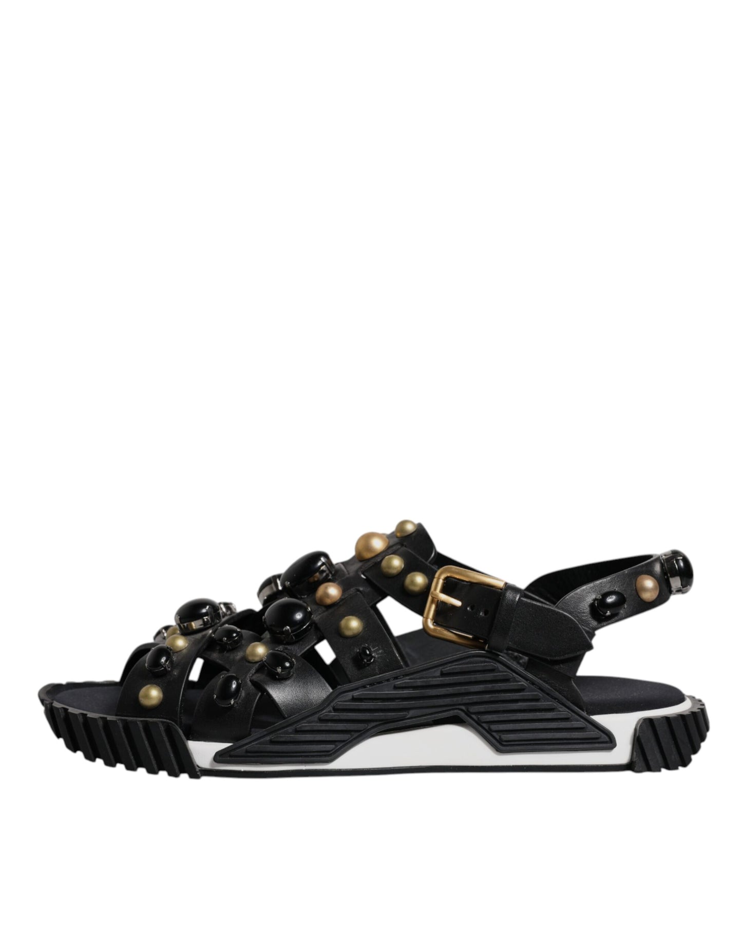 Schwarze Sandalen mit Nieten aus Leder