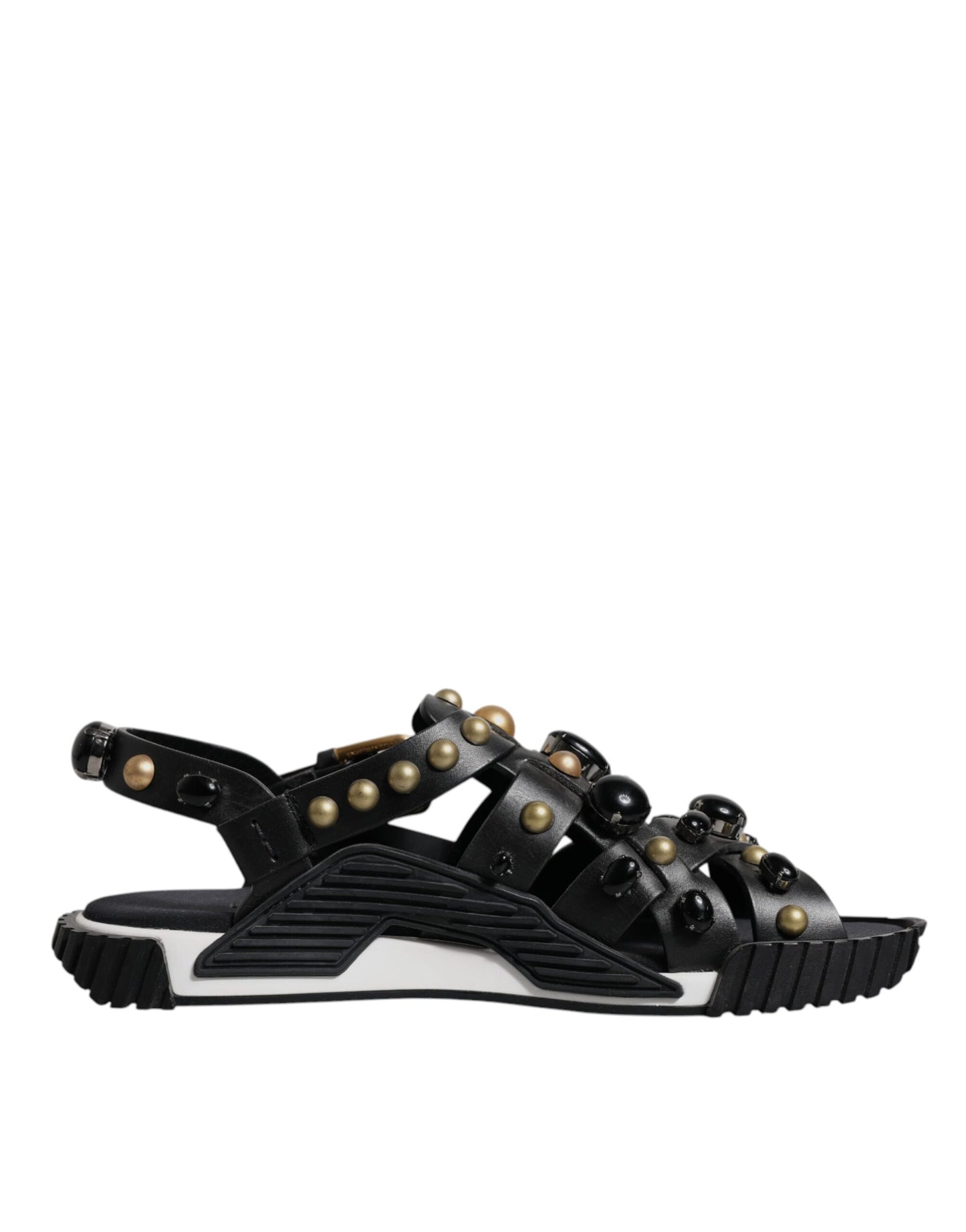 Schwarze Sandalen mit Nieten aus Leder