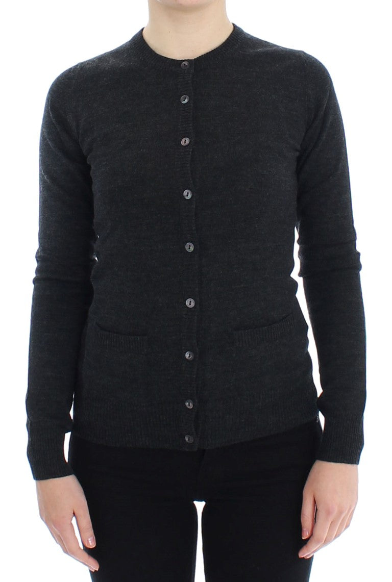 Grauer Woll-Cardigan mit Knöpfen