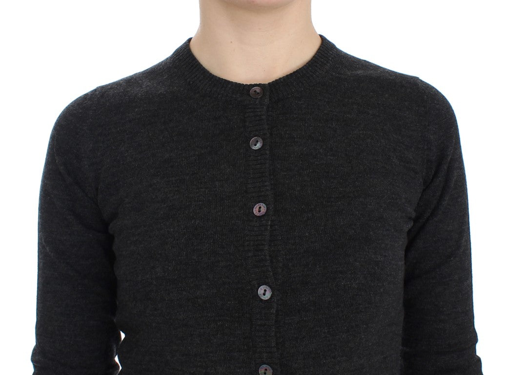 Grauer Woll-Cardigan mit Knöpfen
