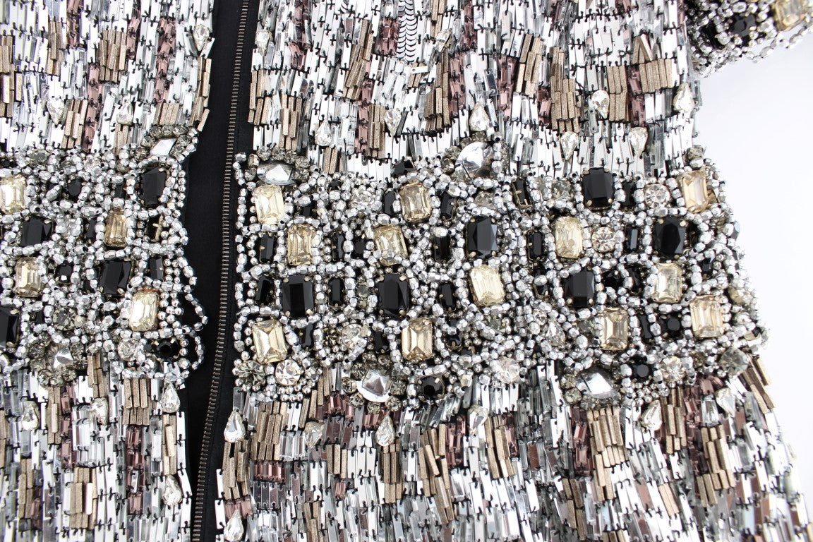 Handgefertigtes Runway-Kleid in Kristallsilber