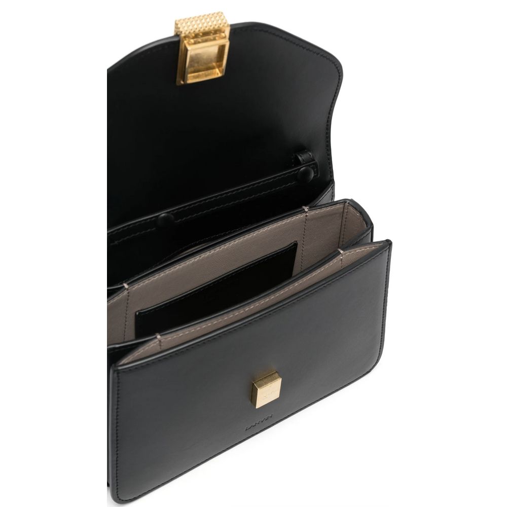 Schwarze Lederhandtasche