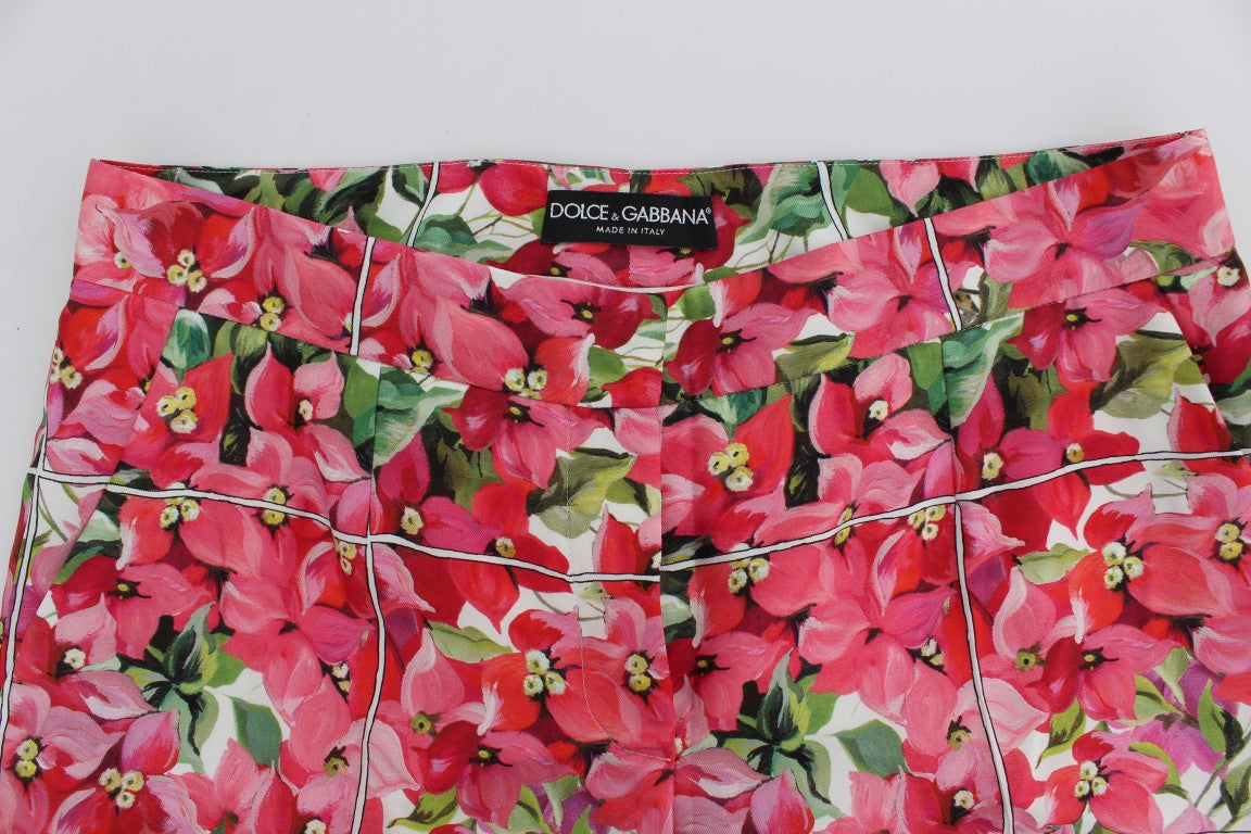 Mehrfarbige Capri-Shorts mit Blumenmuster und Knielänge
