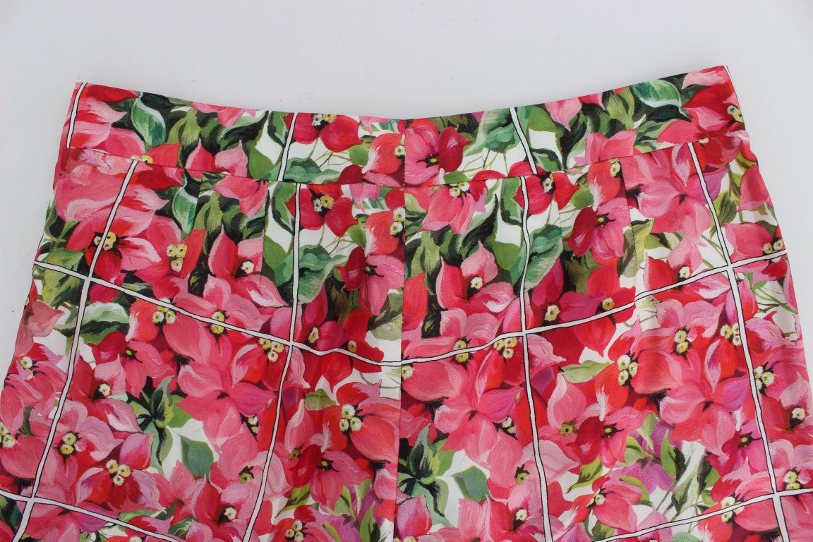 Mehrfarbige Capri-Shorts mit Blumenmuster und Knielänge