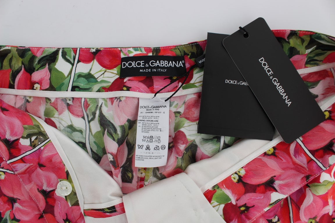 Mehrfarbige Capri-Shorts mit Blumenmuster und Knielänge