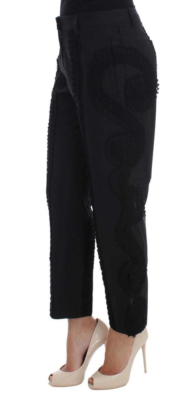 Schwarze Caprihose aus Baumwollstretch „Torero“