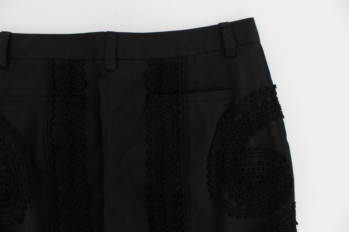 Schwarze Caprihose aus Baumwollstretch „Torero“