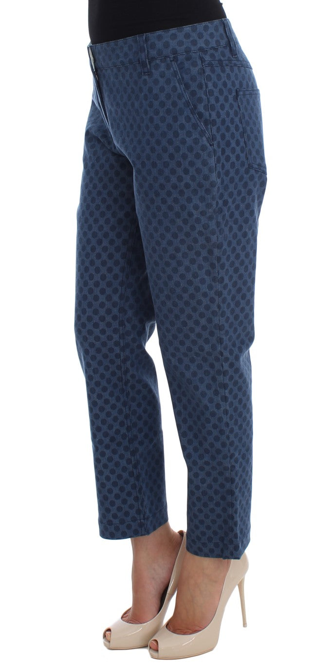 Stretch-Caprijeans mit Polka-Punkten