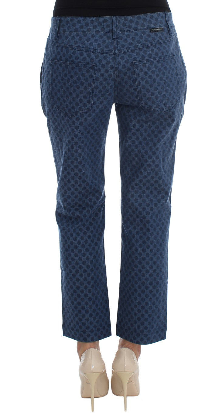 Stretch-Caprijeans mit Polka-Punkten