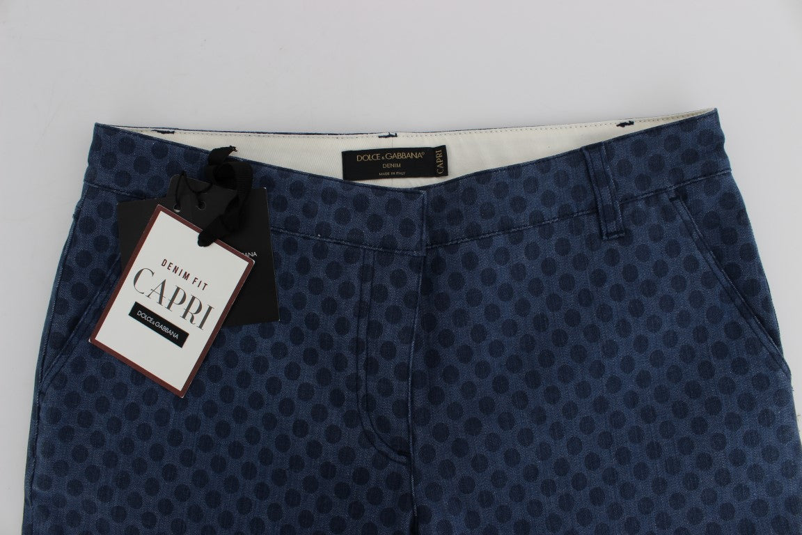 Stretch-Caprijeans mit Polka-Punkten