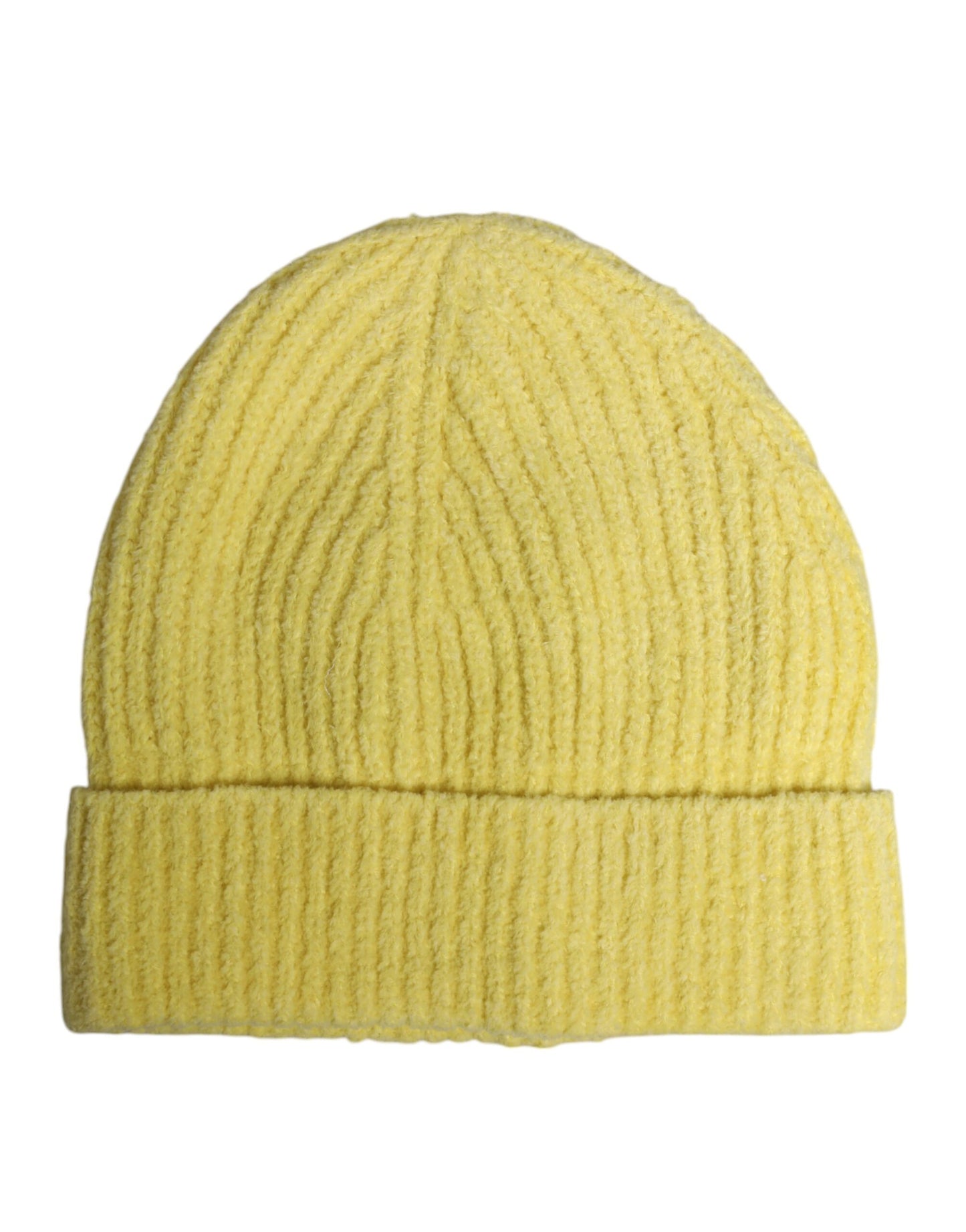 Gelbe Wintermütze aus gestrickter Baumwolle