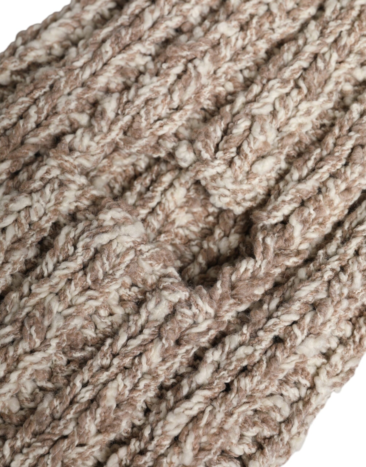 Beigefarbene, gestrickte Balaclava-Mütze aus Wolle