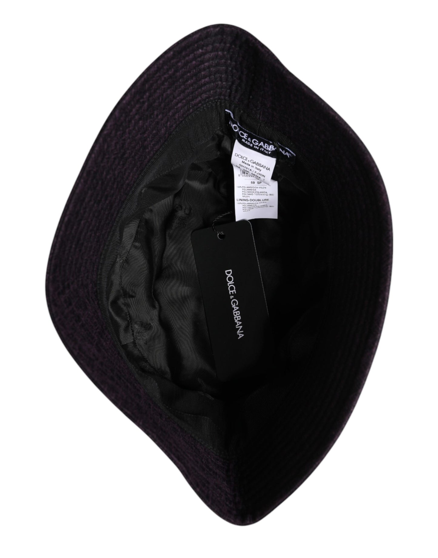 Schwarzer Nylon-Bucket-Hut mit breiter Krempe