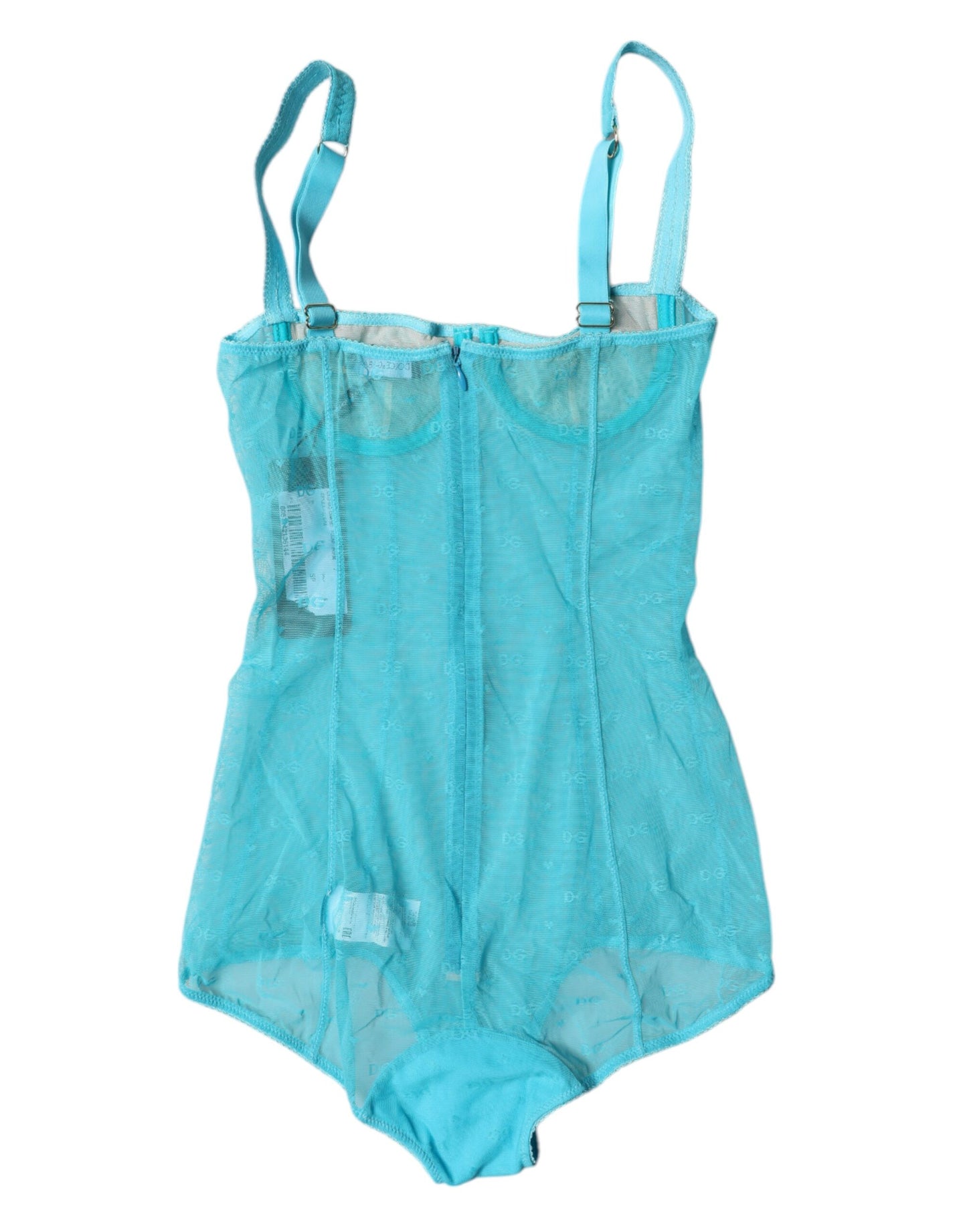 Blauer Tüll Balconette-BH Bodysuit Unterwäsche