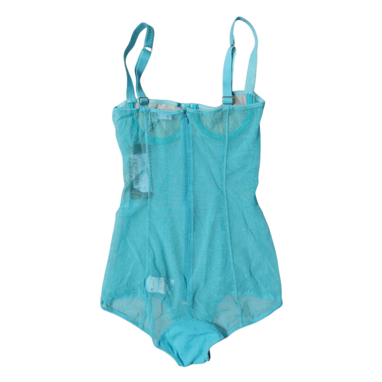 Blauer Tüll Balconette-BH Bodysuit Unterwäsche