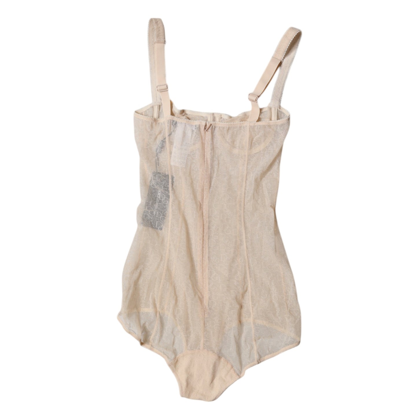 Beigefarbener Balconette-BH aus Tüll, Bodysuit-Unterwäsche